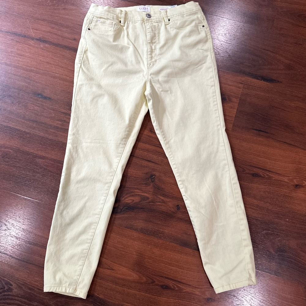 Curve Appeal Womens Minimalist Jegging Jeans Sz 12 Yellow Stretch Slimming Pants